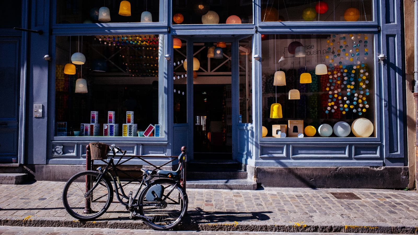 Bike in front of a shop